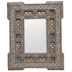Handcrafted Moroccan Egyptian Mother of Pearl Inlaid Wood Wall Mirror Frame    401542700790